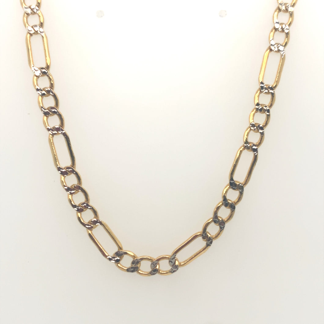 10k Gold Diamond Cut Figaro Link Chain