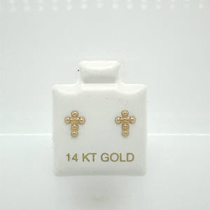 14k Gold Cross Studs