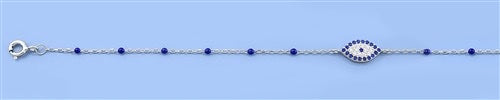 Sterling Silver Evil Eye CZ Anklet