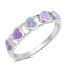 Sterling Silver lab Opal ring - Hearts